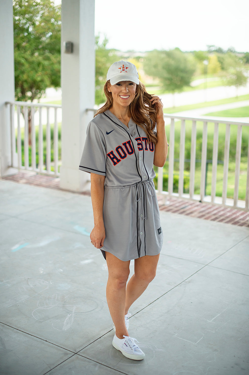 Houston Baseball Fan Dress (white) - Girls