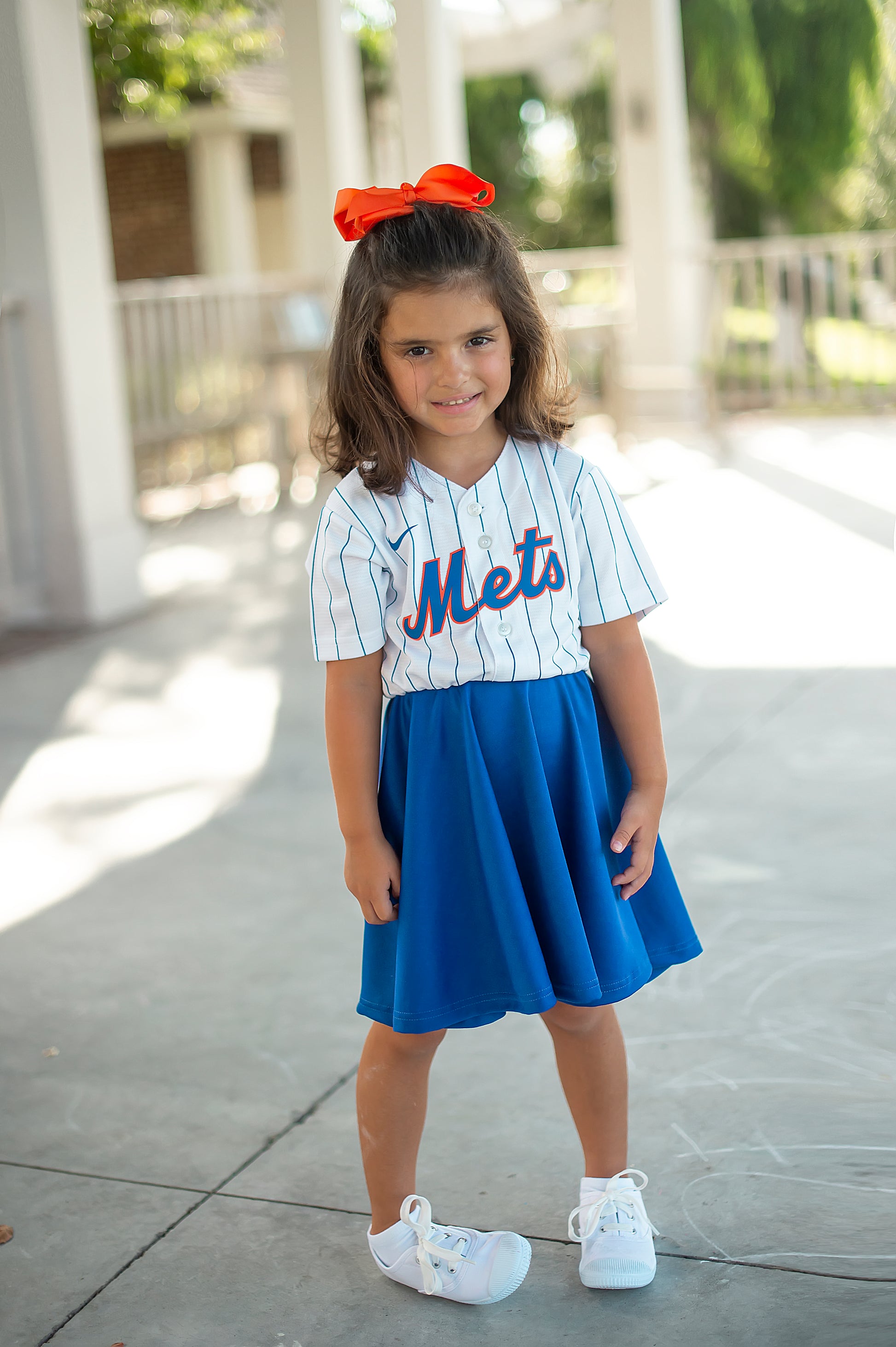 New York Baseball Fan Dress (white) - Girls